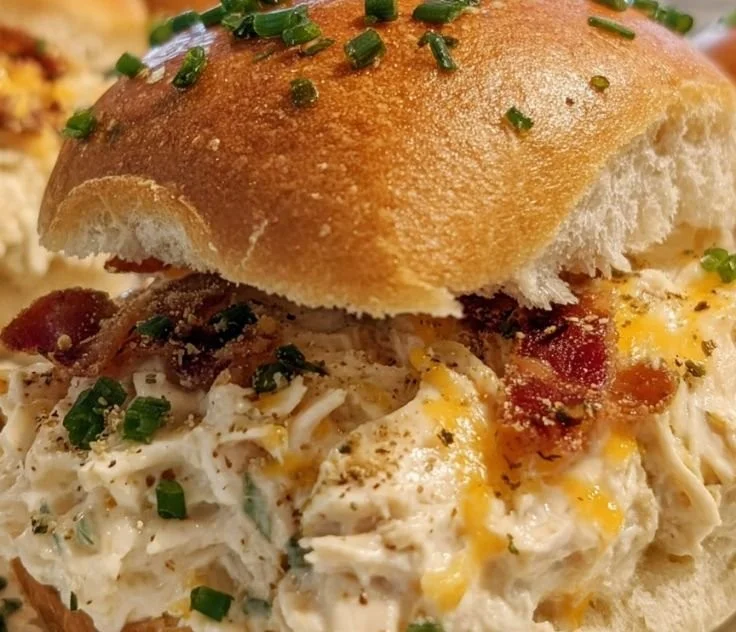 Delicious Crack Chicken Sandwich loaded with creamy chicken filling on a bun.