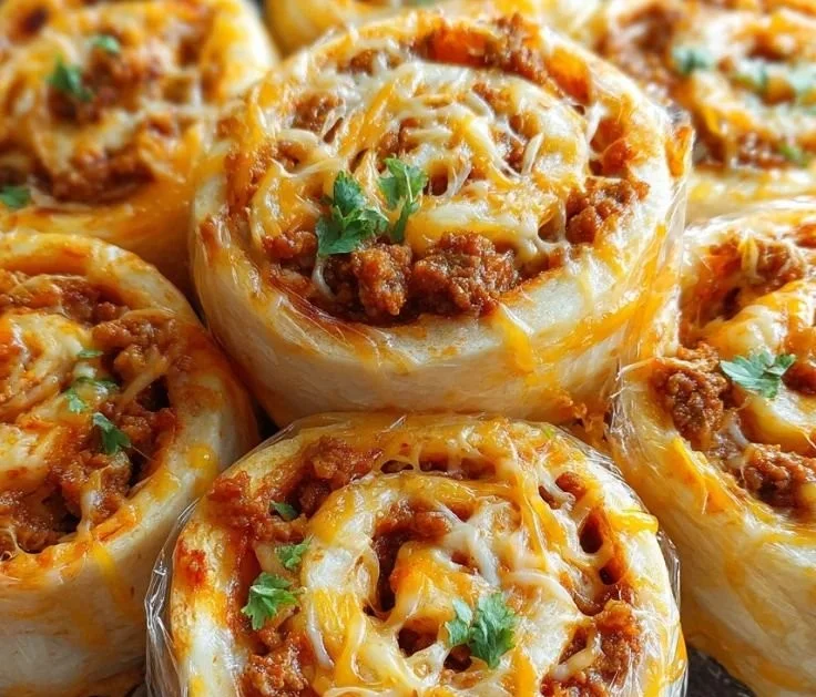 Easy taco pinwheel appetizers rolled with flavorful ingredients