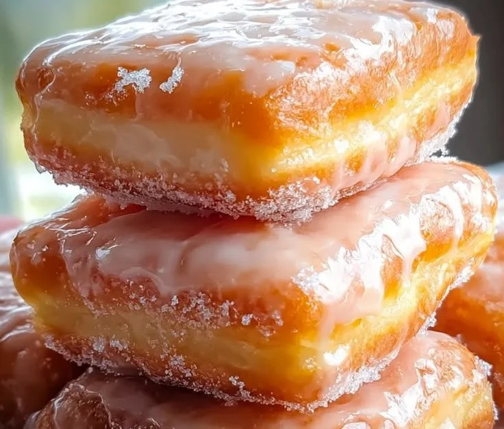 Delicious glazed buttermilk beignet squares served on a plate