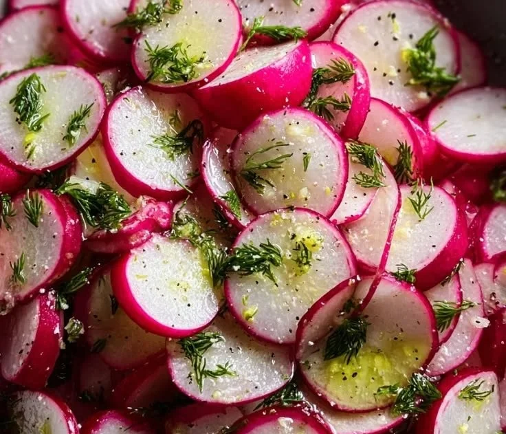 Gordon Ramsay's fresh and vibrant radish salad with colorful vegetables.
