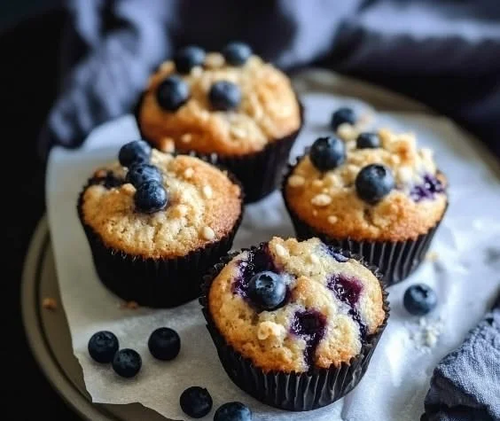 High protein blueberry cottage cheese muffins fresh from the oven